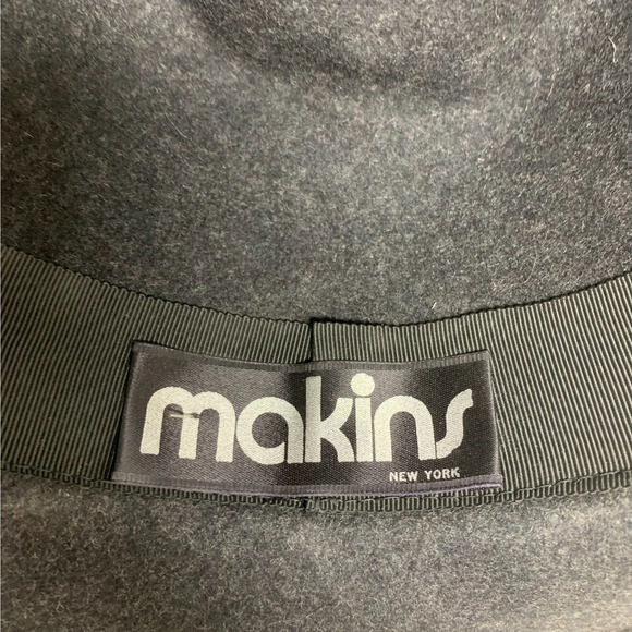 Vintage Makins New York Black Trilby Teardrop 100% Wool Felt Fedora Hat 4384 - Picture 6 of 9